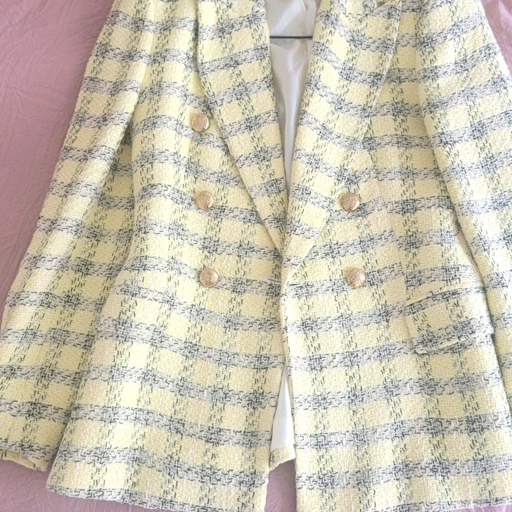 Elegant butter yellow   Women's Blazer ams skirt